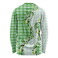 Green Hawaii Palaka Long Sleeve Shirt Maile Pikake Honohono Orchid Lei LT05 - Polynesian Pride