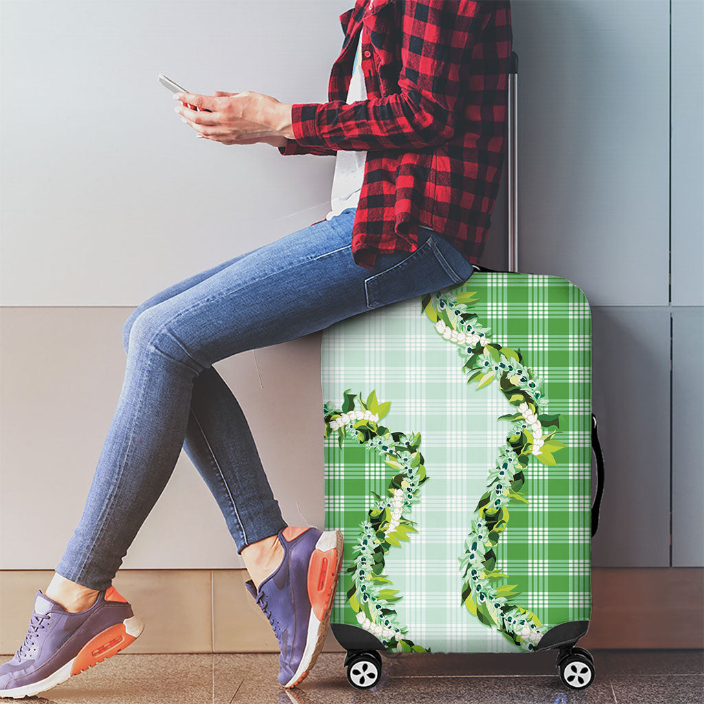 Green Hawaii Palaka Luggage Cover Maile Pikake Honohono Orchid Lei LT05 - Polynesian Pride
