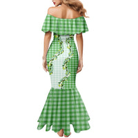 Green Hawaii Palaka Mermaid Dress Maile Pikake Honohono Orchid Lei LT05 - Polynesian Pride