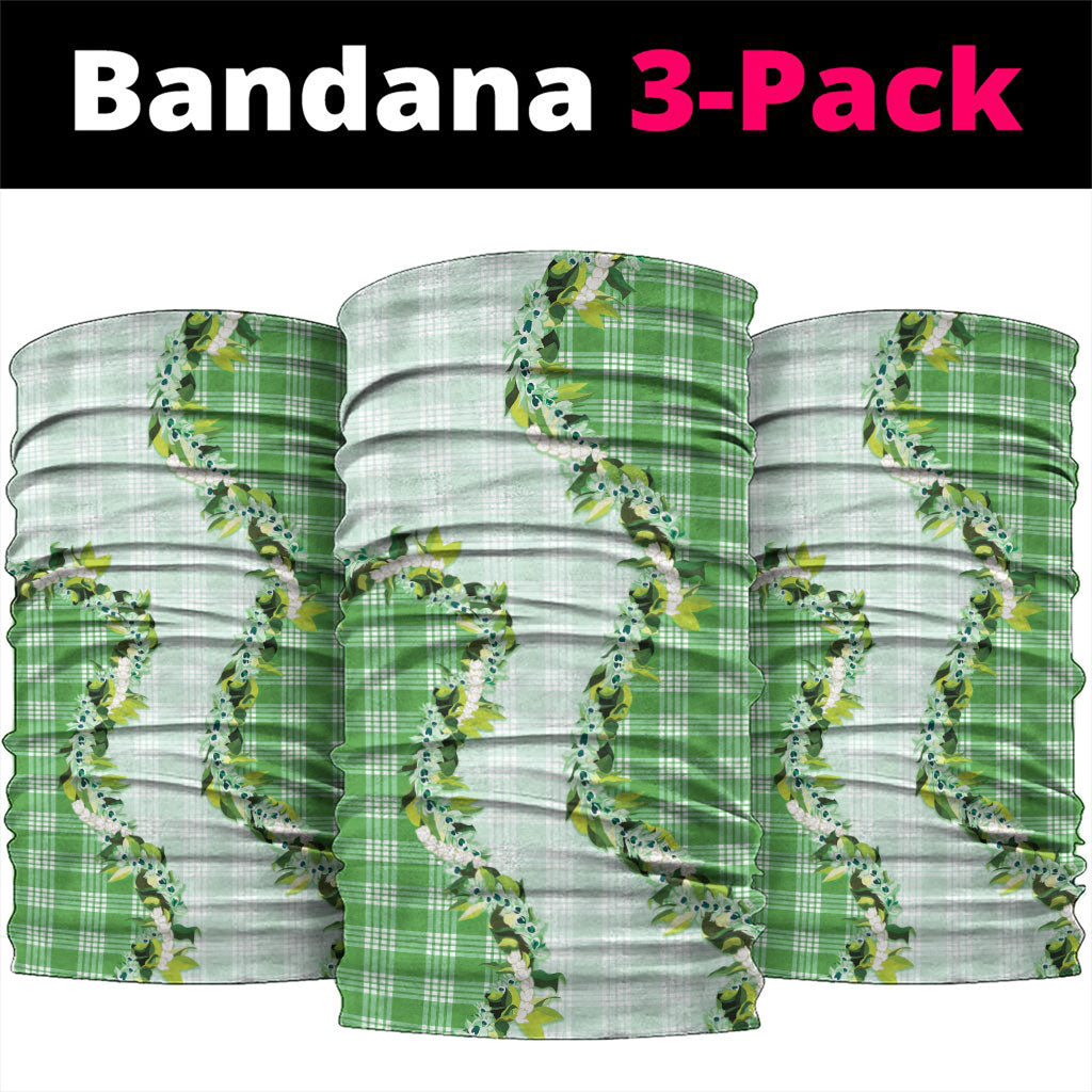 Green Hawaii Palaka Neck Gaiter Maile Pikake Honohono Orchid Lei LT05 package One Size: 25*50cm Green - Polynesian Pride
