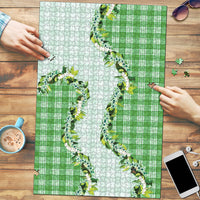 Green Hawaii Palaka Puzzle Maile Pikake Honohono Orchid Lei LT05 Green - Polynesian Pride