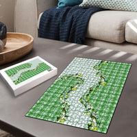 Green Hawaii Palaka Puzzle Maile Pikake Honohono Orchid Lei LT05 - Polynesian Pride