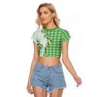 Green Hawaii Palaka Raglan Cropped T Shirt Maile Pikake Honohono Orchid Lei LT05 Female Green - Polynesian Pride