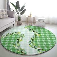 Green Hawaii Palaka Round Carpet Maile Pikake Honohono Orchid Lei