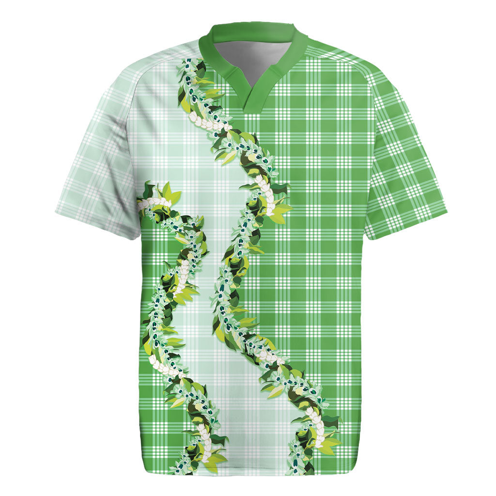 Green Hawaii Palaka Rugby Jersey Maile Pikake Honohono Orchid Lei LT05 Green - Polynesian Pride