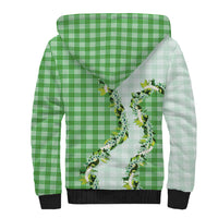 Green Hawaii Palaka Sherpa Hoodie Maile Pikake Honohono Orchid Lei LT05 - Polynesian Pride
