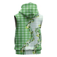 Green Hawaii Palaka Sleeveless Zip Hoodie Maile Pikake Honohono Orchid Lei LT05 - Polynesian Pride