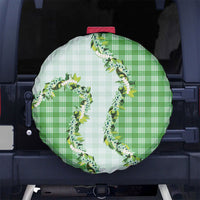 Green Hawaii Palaka Spare Tire Cover Maile Pikake Honohono Orchid Lei LT05 No hole Green - Polynesian Pride
