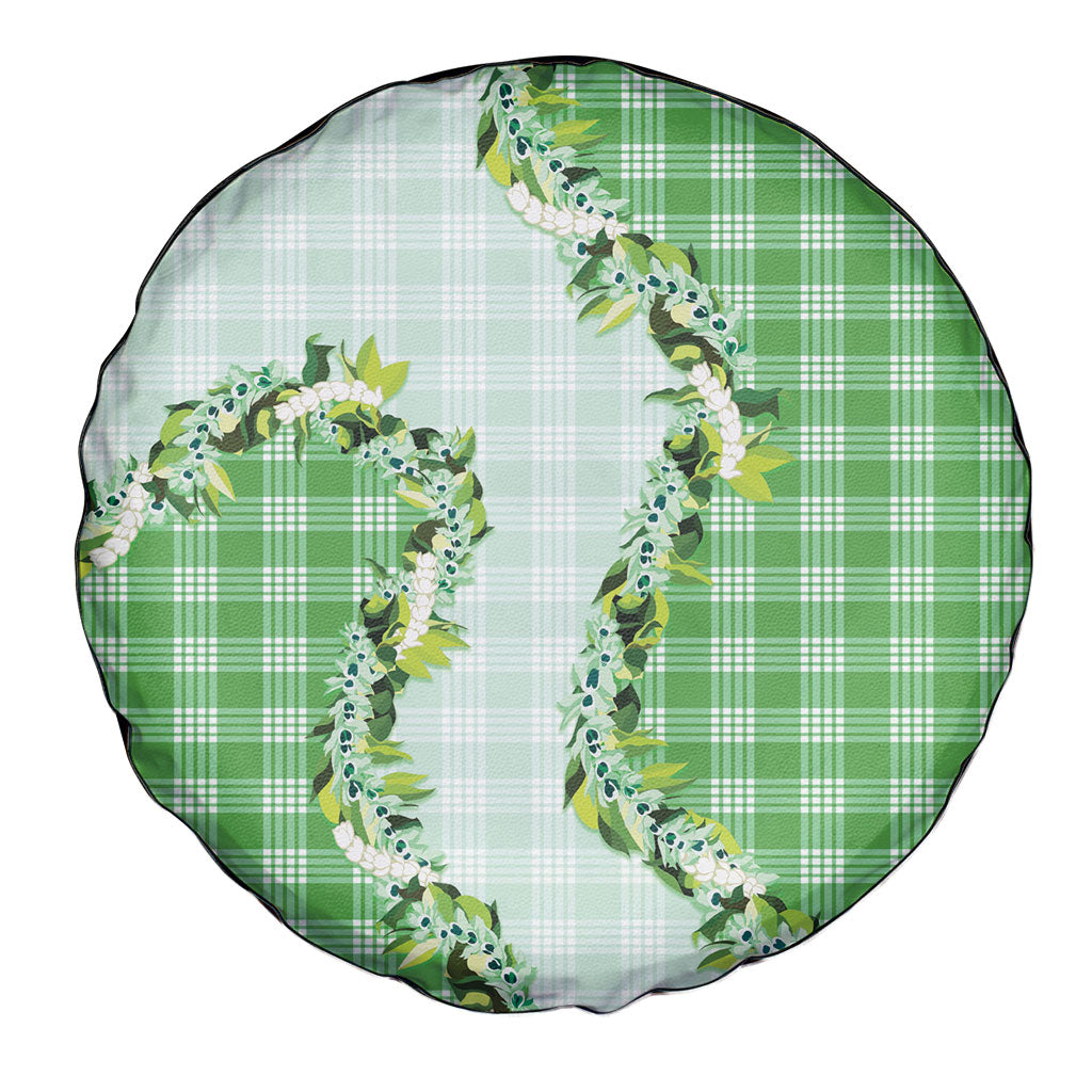 Green Hawaii Palaka Spare Tire Cover Maile Pikake Honohono Orchid Lei LT05 - Polynesian Pride