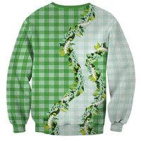 Green Hawaii Palaka Sweatshirt Maile Pikake Honohono Orchid Lei LT05 - Polynesian Pride