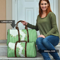 Green Hawaii Palaka Travel Bag Maile Pikake Honohono Orchid Lei LT05 - Polynesian Pride