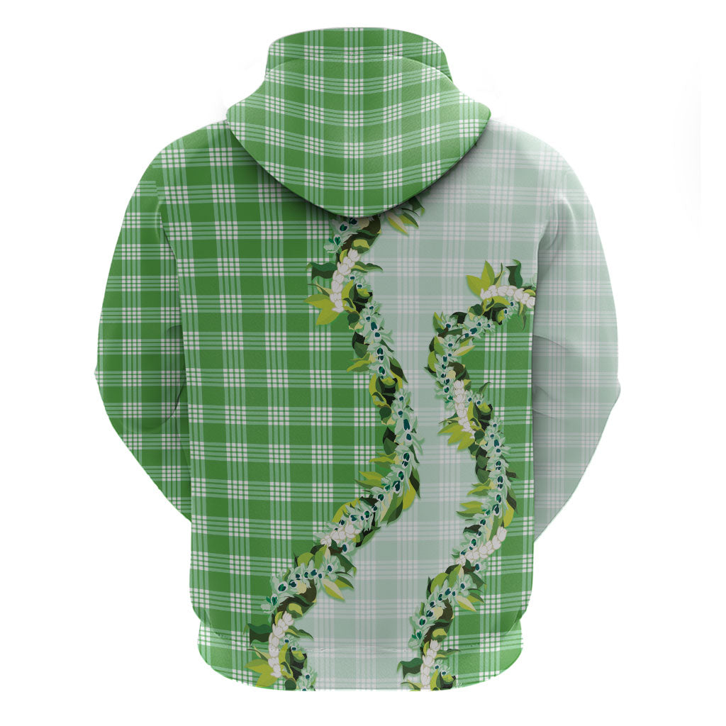 Green Hawaii Palaka Zip Hoodie Maile Pikake Honohono Orchid Lei LT05 - Polynesian Pride