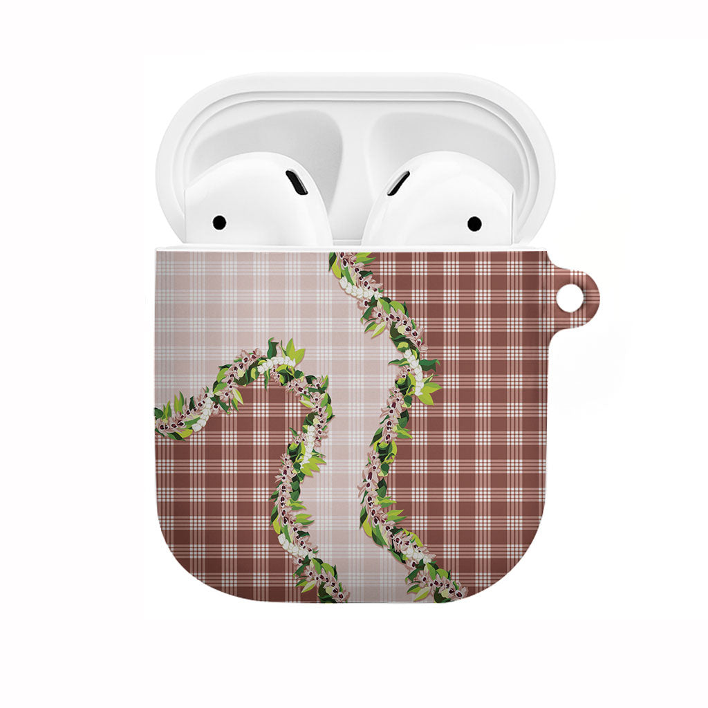 Mocha Hawaii Palaka AirPods Case Maile Pikake Honohono Orchid Lei LT05 Mocha - Polynesian Pride