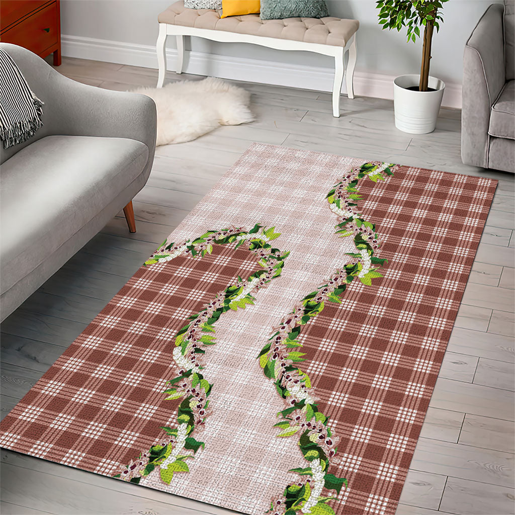 Mocha Hawaii Palaka Area Rug Maile Pikake Honohono Orchid Lei
