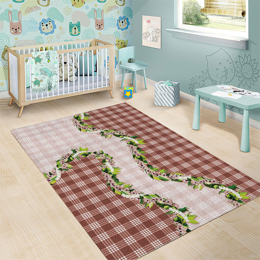 Mocha Hawaii Palaka Area Rug Maile Pikake Honohono Orchid Lei
