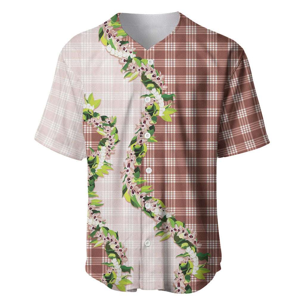 Mocha Hawaii Palaka Baseball Jersey Maile Pikake Honohono Orchid Lei LT05 Mocha - Polynesian Pride