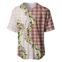 Mocha Hawaii Palaka Baseball Jersey Maile Pikake Honohono Orchid Lei LT05 Mocha - Polynesian Pride
