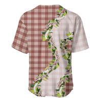 Mocha Hawaii Palaka Baseball Jersey Maile Pikake Honohono Orchid Lei LT05 - Polynesian Pride