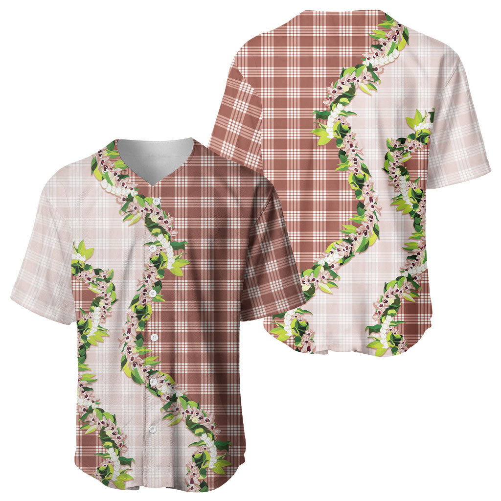 Mocha Hawaii Palaka Baseball Jersey Maile Pikake Honohono Orchid Lei LT05 - Polynesian Pride