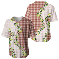 Mocha Hawaii Palaka Baseball Jersey Maile Pikake Honohono Orchid Lei LT05 - Polynesian Pride