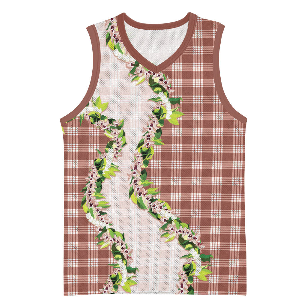 Mocha Hawaii Palaka Basketball Jersey Maile Pikake Honohono Orchid Lei LT05 Unisex Mocha - Polynesian Pride
