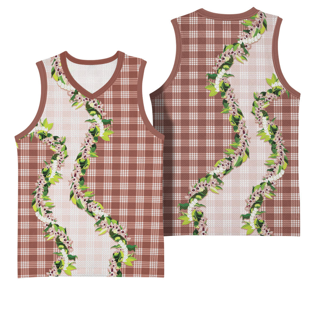 Mocha Hawaii Palaka Basketball Jersey Maile Pikake Honohono Orchid Lei LT05 - Polynesian Pride