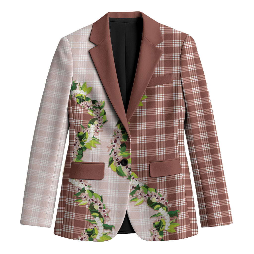 Mocha Hawaii Palaka Blazer Maile Pikake Honohono Orchid Lei LT05 Unisex Mocha - Polynesian Pride