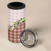 Mocha Hawaii Palaka 4 in 1 Can Cooler Tumbler Maile Pikake Honohono Orchid Lei LT05 - Polynesian Pride