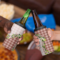 Mocha Hawaii Palaka 4 in 1 Can Cooler Tumbler Maile Pikake Honohono Orchid Lei LT05 - Polynesian Pride