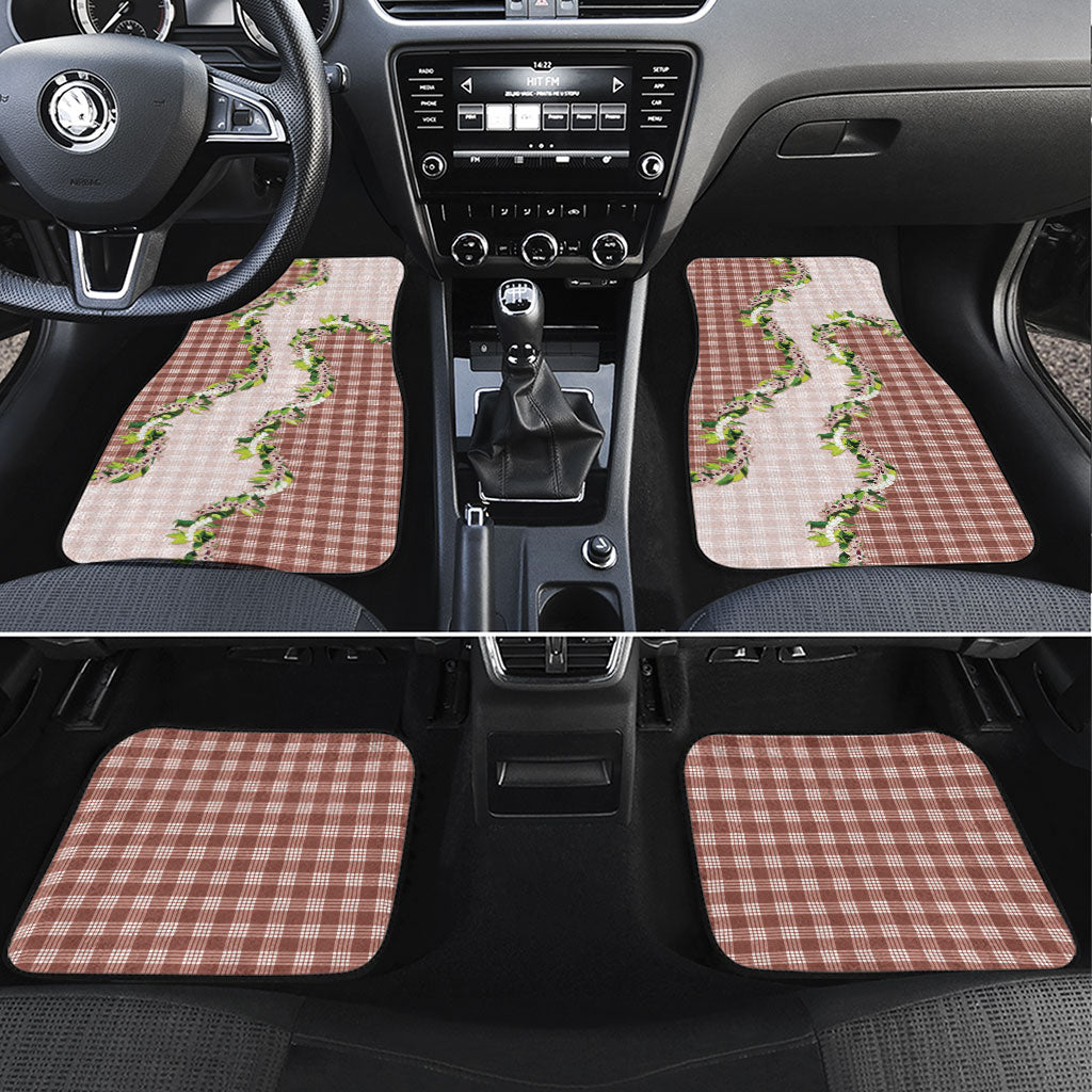 Mocha Hawaii Palaka Car Mats Maile Pikake Honohono Orchid Lei LT05 Set 4pcs Mocha - Polynesian Pride