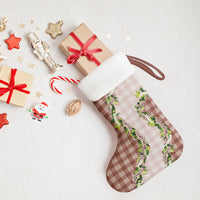 Mocha Hawaii Palaka Christmas Stocking Maile Pikake Honohono Orchid Lei LT05 - Polynesian Pride