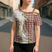 Mocha Hawaii Palaka Cross Shoulder Shirt Maile Pikake Honohono Orchid Lei LT05 - Polynesian Pride