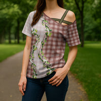 Mocha Hawaii Palaka Cross Shoulder Shirt Maile Pikake Honohono Orchid Lei LT05 - Polynesian Pride