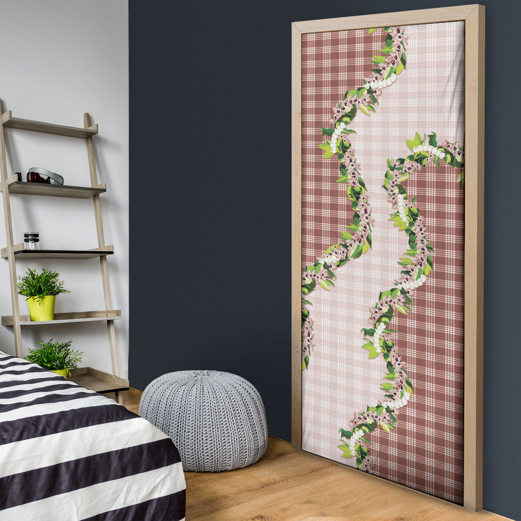 Mocha Hawaii Palaka Door Cover Maile Pikake Honohono Orchid Lei LT05 - Polynesian Pride