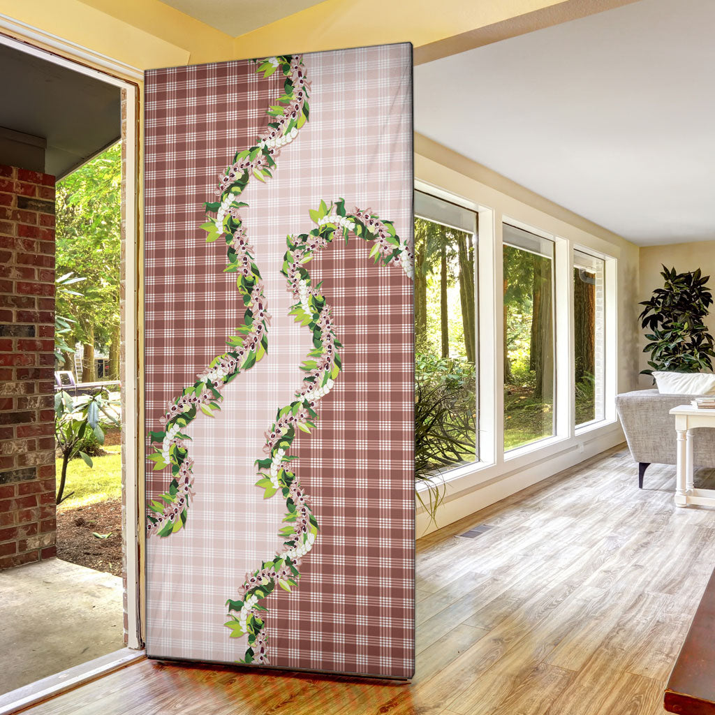 Mocha Hawaii Palaka Door Cover Maile Pikake Honohono Orchid Lei LT05 - Polynesian Pride