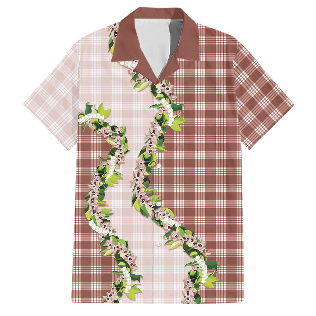 Mocha Hawaii Palaka Family Matching Long Sleeve Bodycon Dress and Hawaiian Shirt Maile Pikake Honohono Orchid Lei LT05 Dad's Shirt - Short Sleeve Mocha - Polynesian Pride