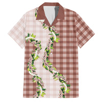 Mocha Hawaii Palaka Family Matching Short Sleeve Bodycon Dress and Hawaiian Shirt Maile Pikake Honohono Orchid Lei LT05 Dad's Shirt - Short Sleeve Mocha - Polynesian Pride