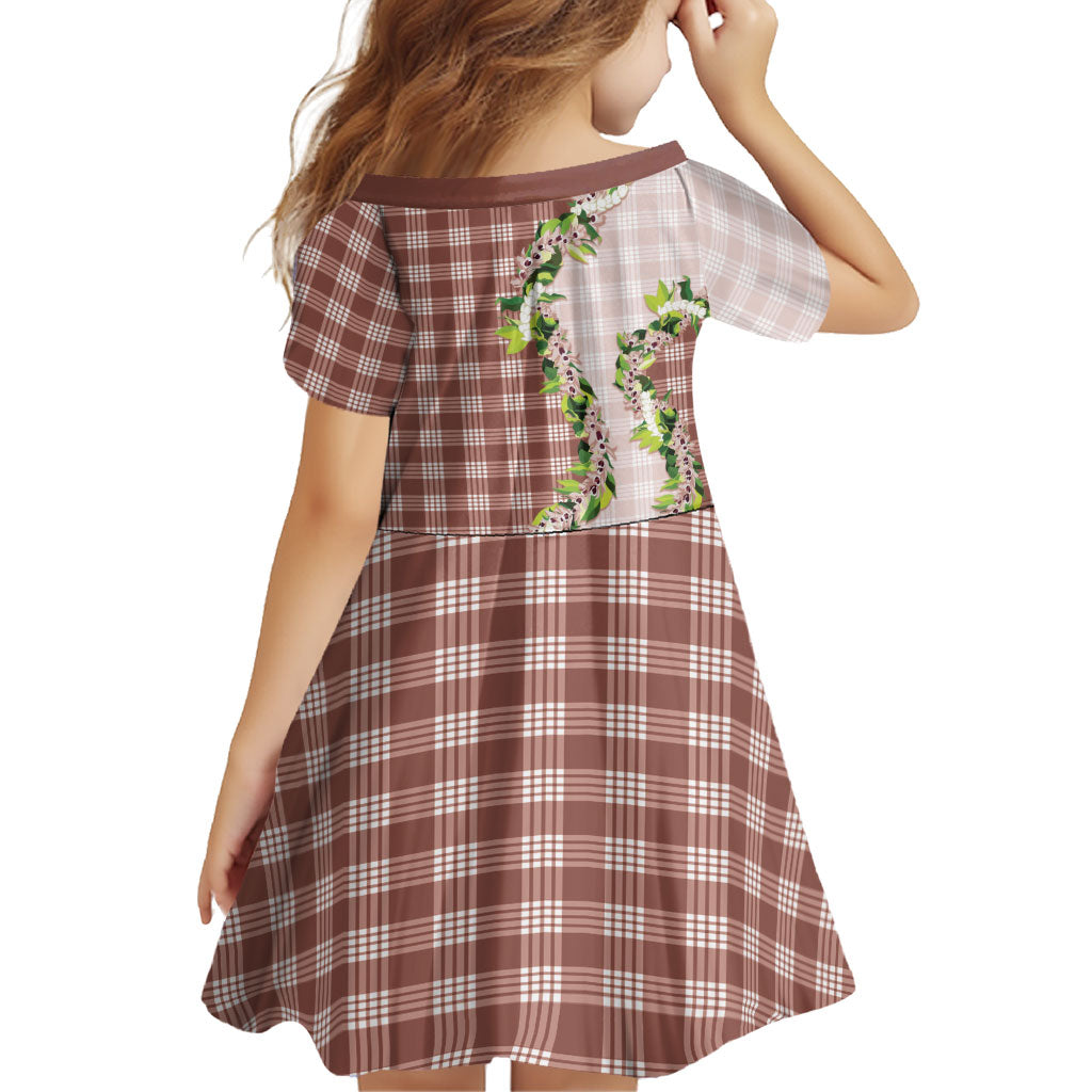 Mocha Hawaii Palaka Family Matching Summer Maxi Dress and Hawaiian Shirt Maile Pikake Honohono Orchid Lei LT05 - Polynesian Pride