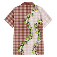 Mocha Hawaii Palaka Family Matching Tank Maxi Dress and Hawaiian Shirt Maile Pikake Honohono Orchid Lei LT05 - Polynesian Pride