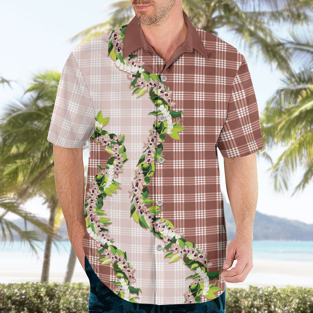 Mocha Hawaii Palaka Hawaiian Shirt Maile Pikake Honohono Orchid Lei LT05 - Polynesian Pride