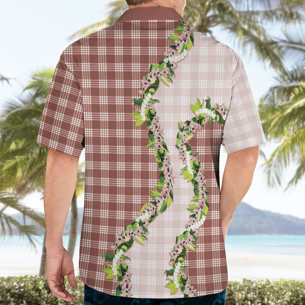 Mocha Hawaii Palaka Hawaiian Shirt Maile Pikake Honohono Orchid Lei LT05 - Polynesian Pride