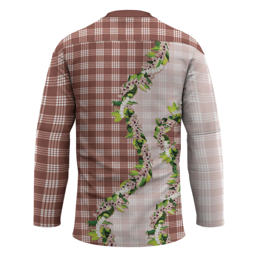 Mocha Hawaii Palaka Hockey Jersey Maile Pikake Honohono Orchid Lei LT05 - Polynesian Pride