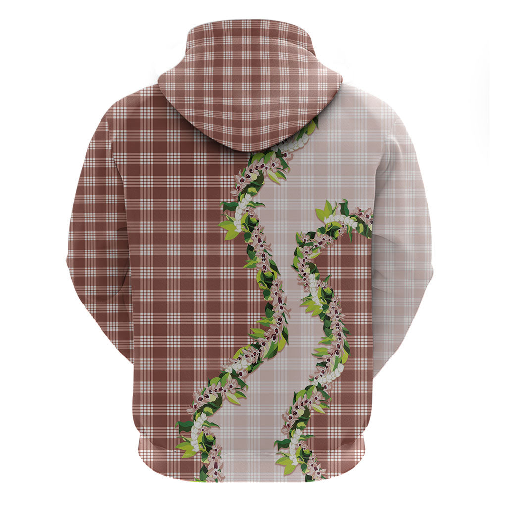 Mocha Hawaii Palaka Hoodie Maile Pikake Honohono Orchid Lei