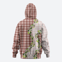 Mocha Hawaii Palaka Hoodie Maile Pikake Honohono Orchid Lei
