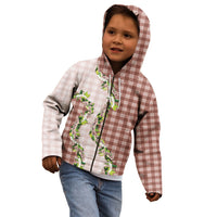 Mocha Hawaii Palaka Kid Hoodie Maile Pikake Honohono Orchid Lei LT05 - Polynesian Pride