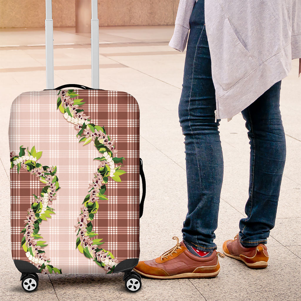 Mocha Hawaii Palaka Luggage Cover Maile Pikake Honohono Orchid Lei LT05 Mocha - Polynesian Pride