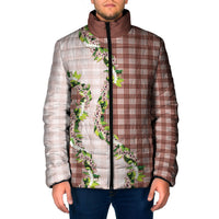 Mocha Hawaii Palaka Padded Jacket Maile Pikake Honohono Orchid Lei LT05 Men Mocha - Polynesian Pride