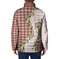 Mocha Hawaii Palaka Padded Jacket Maile Pikake Honohono Orchid Lei LT05 - Polynesian Pride