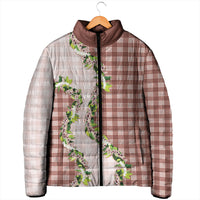 Mocha Hawaii Palaka Padded Jacket Maile Pikake Honohono Orchid Lei LT05 - Polynesian Pride