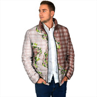 Mocha Hawaii Palaka Padded Jacket Maile Pikake Honohono Orchid Lei LT05 - Polynesian Pride